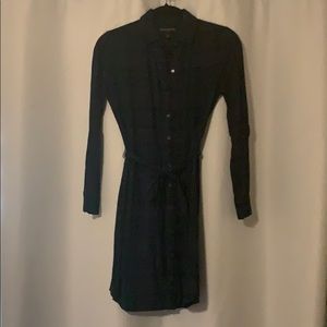 Plaid long sleeve dress with collar